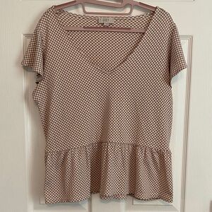 LOFT Women's Tan Checkered Blouse